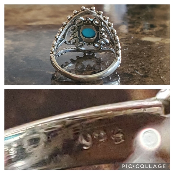 Genuine Blue Mojave Turquoise Ring Size 8.5 - Picture 6 of 8